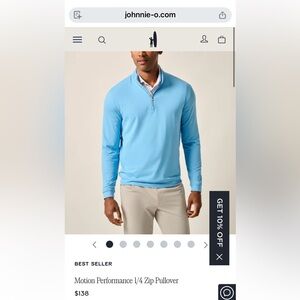 johnnie-O Performance Light Blue Pullover